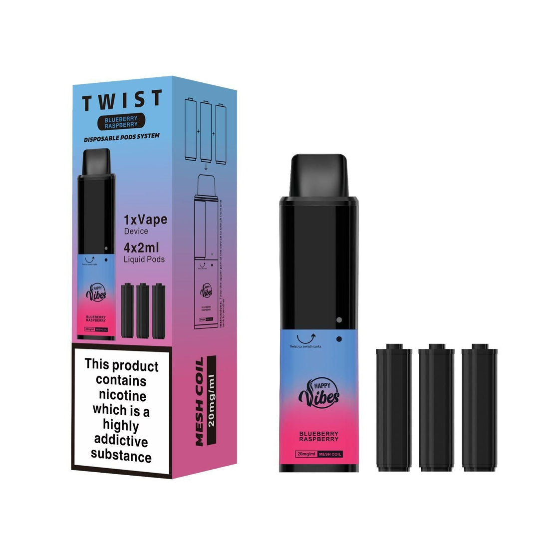 Happy Vibes Twist 2400 Disposable Vape Pod Kit - #Simbavapes#