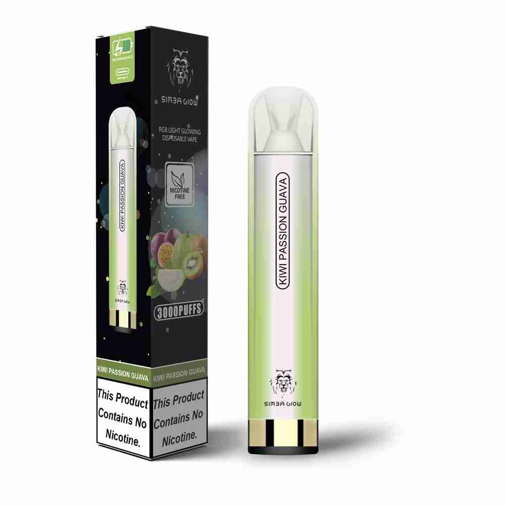 Simba Glow Bar 3000 Puffs Disposable Vape Pen E Cigarette, Rechargeable - Nicotine Free - #Simbavapes#